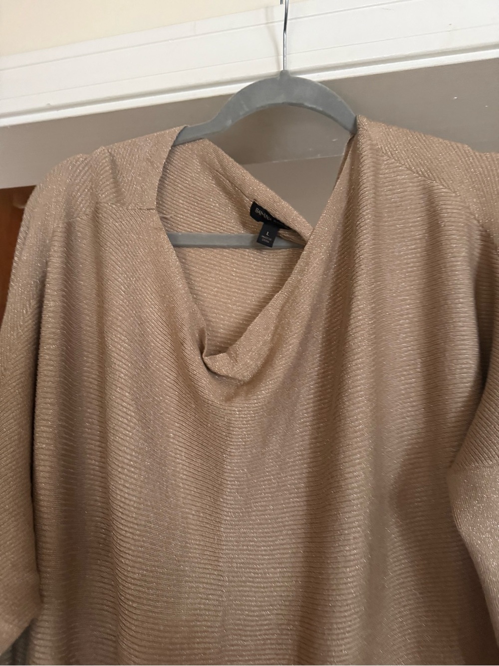 Banana Republic Metallic Champagne Cowl-Neck Sweater
